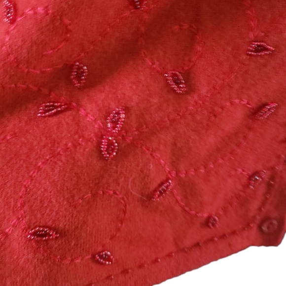 9 & West Red Beaded Button Front Sweater - Picture 2 of 3